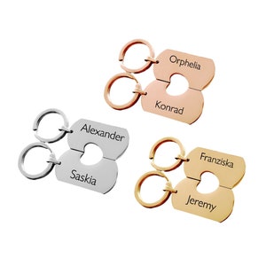 Sleutelhangers paar 2 stuks gepersonaliseerd met gravering | Sleutelhanger met naam | Gepersonaliseerde cadeau-paarhanger