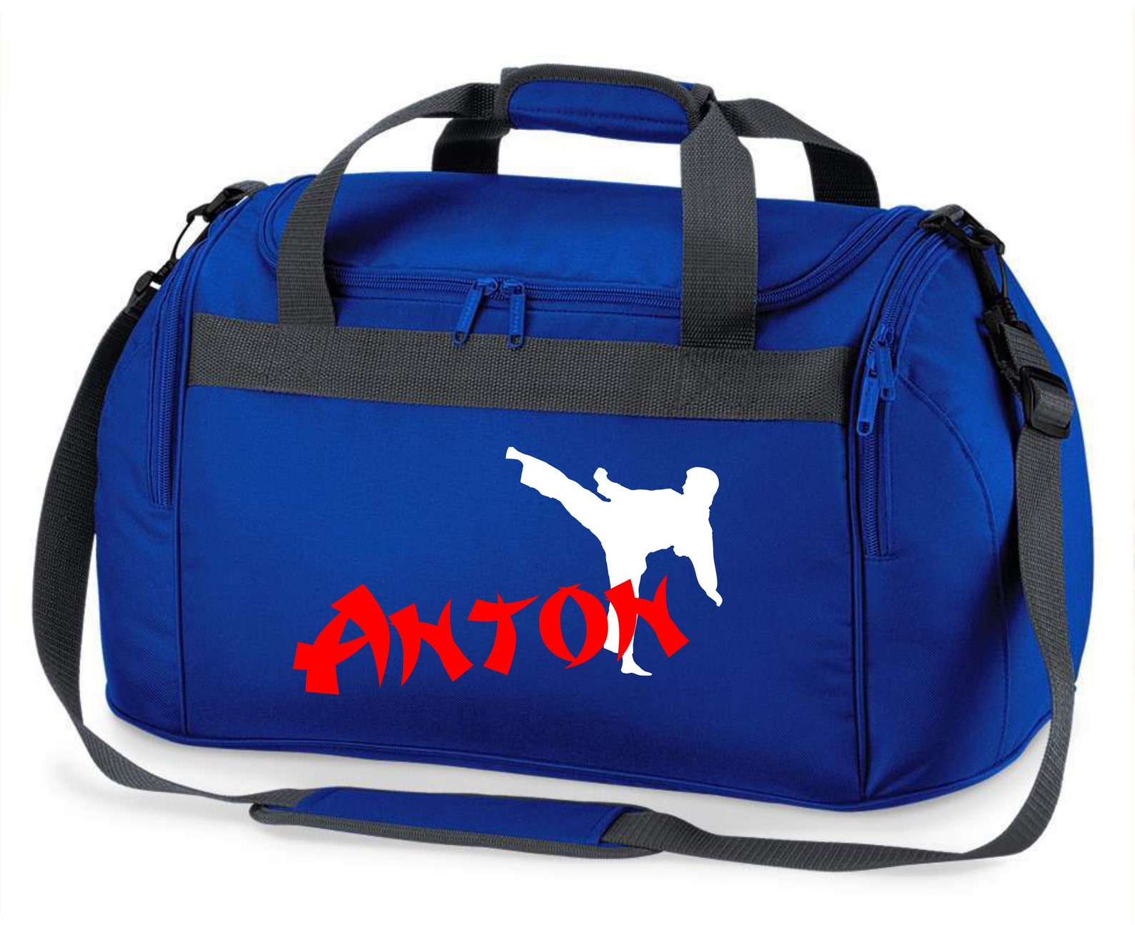 Sac De Sport Personnalisé Karaté - Avec Nom - 26L - Noir Et Rouge - Pour Enfants