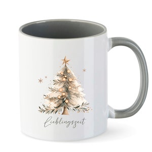 Christmas mug with boho Christmas tree | Favorite time mug with decorated Christmas tree and elegant lettering for hot drinks