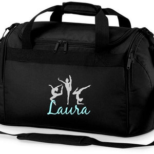 Sporttasche mit Namen für Mädchen Motiv Turnen & Gymnastik als Turnerin inkl. Namensdruck personalisiert Reisetasche in lila, pink oder Schwarz