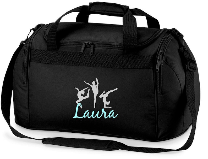 Sports bag with names for girls Motif gymnastics as a gymnast including name print personalized Travel bag in purple, pink or Black