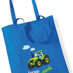 Jutebeutel Traktor mit Name | Stofftasche aus Baumwolle für Jungen | Kinder-beutel Tragetasche für Kita Kindergarten Wechselwäsche