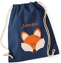 Personalized gym bag with name fox for children | Gymsac Fox Kids Boys Girls | Drawstring fabric bag for boys & girls product logo