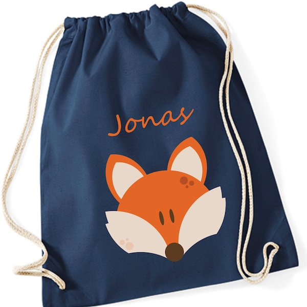 Gym bag with name fox for children | Gymsac Fox Kids Boys Girls | Cloth bag for boys and girls