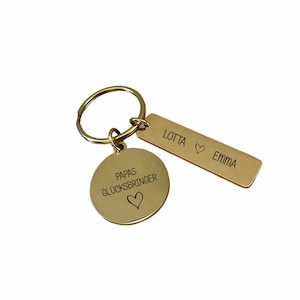 Keychain Dad for Father&#39;s Day Birthday | Personalized Keychain with Name Engraving | Father&#39;s Day Gift Dad Papa&#39;s Lucky Charm
