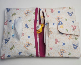 Diaper bag with four compartments, butterflies