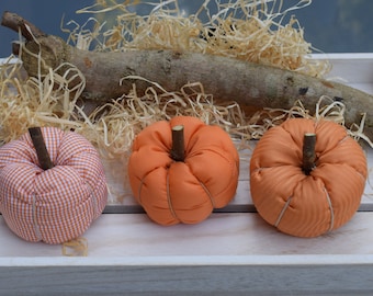 Pumpkin sewn, set of 3, fabric pumpkin, autumn decoration, fabric decoration