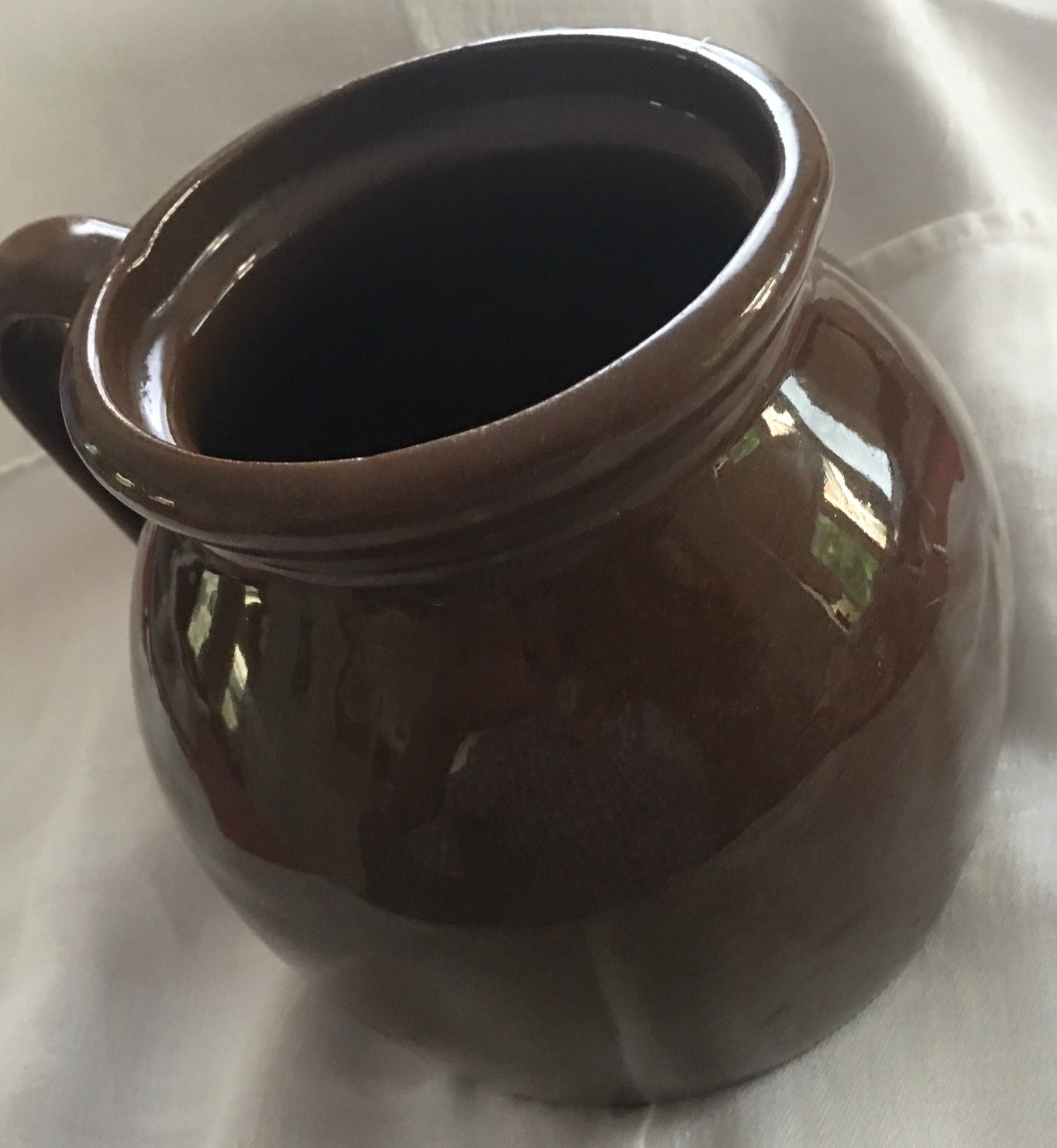 BROWN POTTERY JUG Vintage Glossy Glaze Good Condition For Etsy