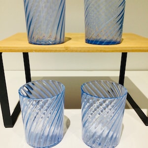 Hand blown blue swirl drinking glasses