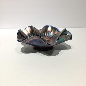 Plato de cristal vintage Fenton Blue Carnival