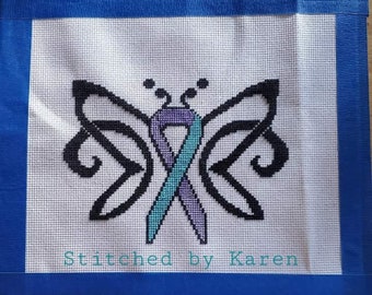 Suicide Awareness Ribbon Cross Stitch Chart