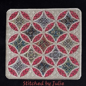 Stained Glass Window Cross Stitch and Blackwork Chart.