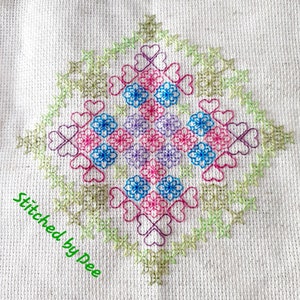 Flowers, Hearts and Stars Blackwork chart