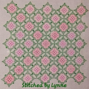 Flowers in Diamond Tiles Blackwork Chart