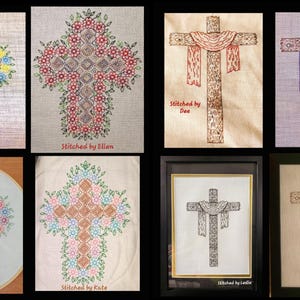 Cross with Flowers Blackwork Chart and Cross and Drape Blackwork Chart