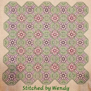 Octagonal Flower Tiles Blackwork Chart