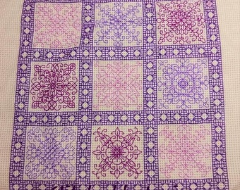 9 Floral Tiles (Former 2023 SAL) Blackwork Chart
