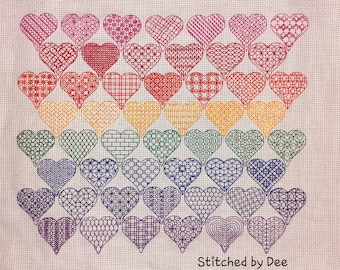 52 Blackwork Hearts Blackwork Chart