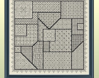 Szalony Patchworkowy Wzór Blackwork