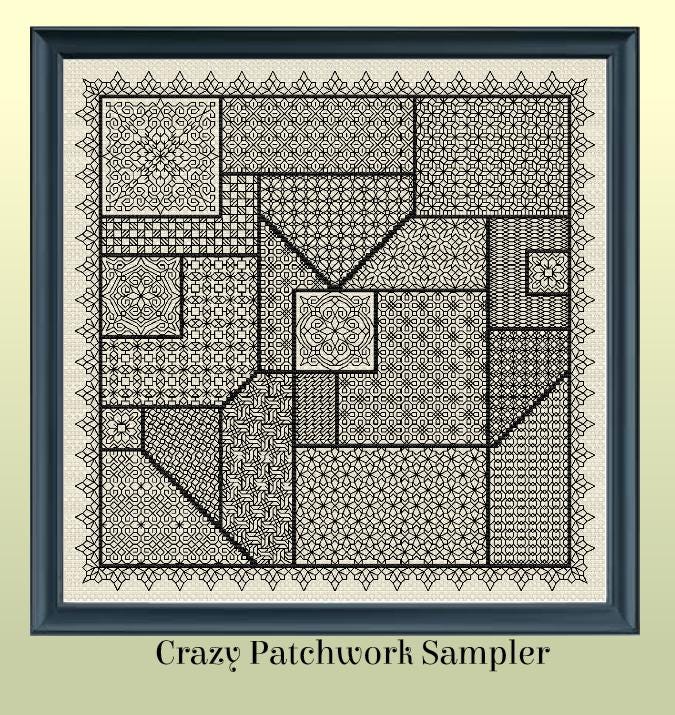 Crazy Patchwork Sampler Blackwork Chart - Etsy UK