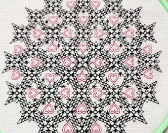 Stars and Hearts Large Blackwork Chart