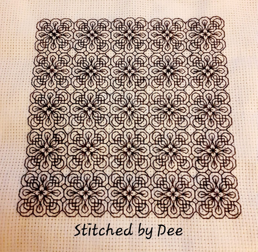 Looped Diamond Flower Lace Panel Blackwork Chart - Etsy