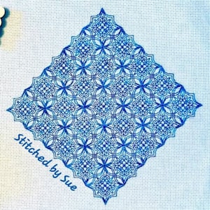 Medieval Flowers in Tiles Blackwork Chart