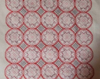Circular Heart Tiles Blackwork Chart