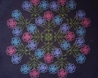 Hydrangeas Mandala Blackwork Chart