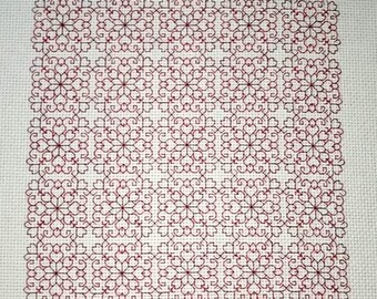 Heart Flower Lace Panel Blackwork Chart
