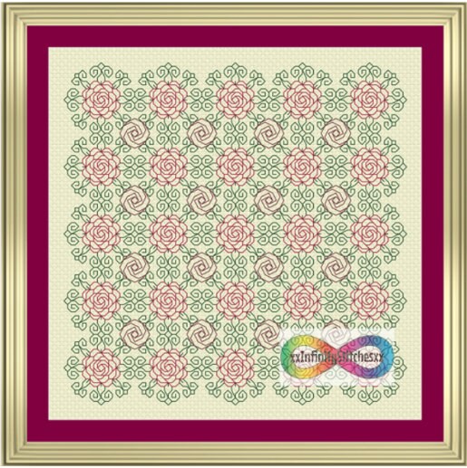 Mixed Roses Lace Panel Blackwork Chart - Etsy
