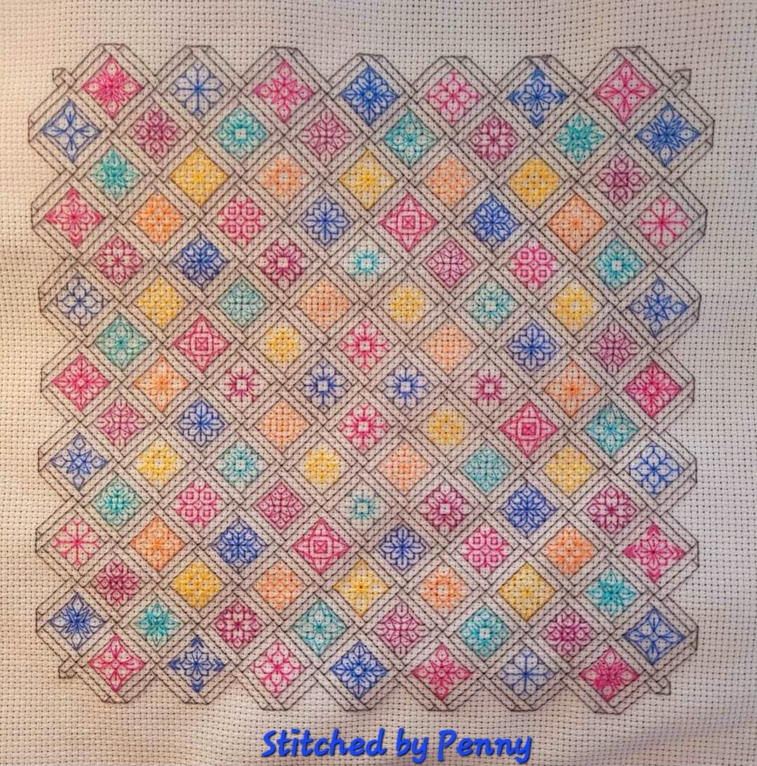 Tiny Woven Trellis Flowers Blackwork Chart - Etsy