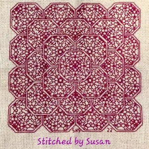 Cascading Floral Octagon Tiles Blackwork Chart