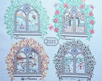 Four Seasons Windows Blackwork Chart