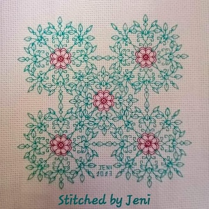 Fancy Floral Blackwork Chart