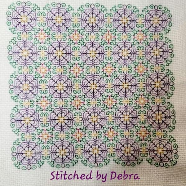 Frilly Flowers Lace Square Blackwork Chart