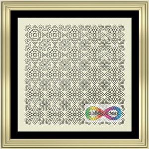 Flowers in Diamonds Lace Square Blackwork Chart - Etsy