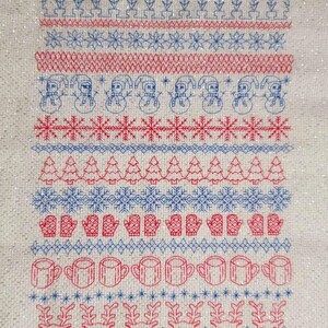 Christmas Scandinavian Band Sampler Blackwork Chart