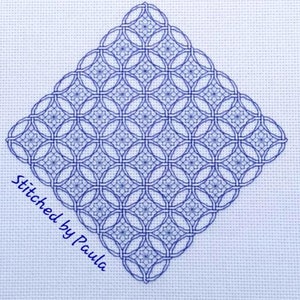 Twisted Woven Rings Lace Blackwork Chart.