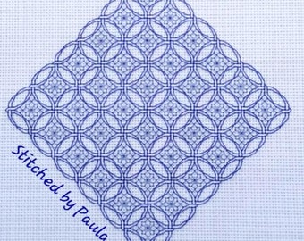 Twisted Woven Rings Lace Blackwork Chart.