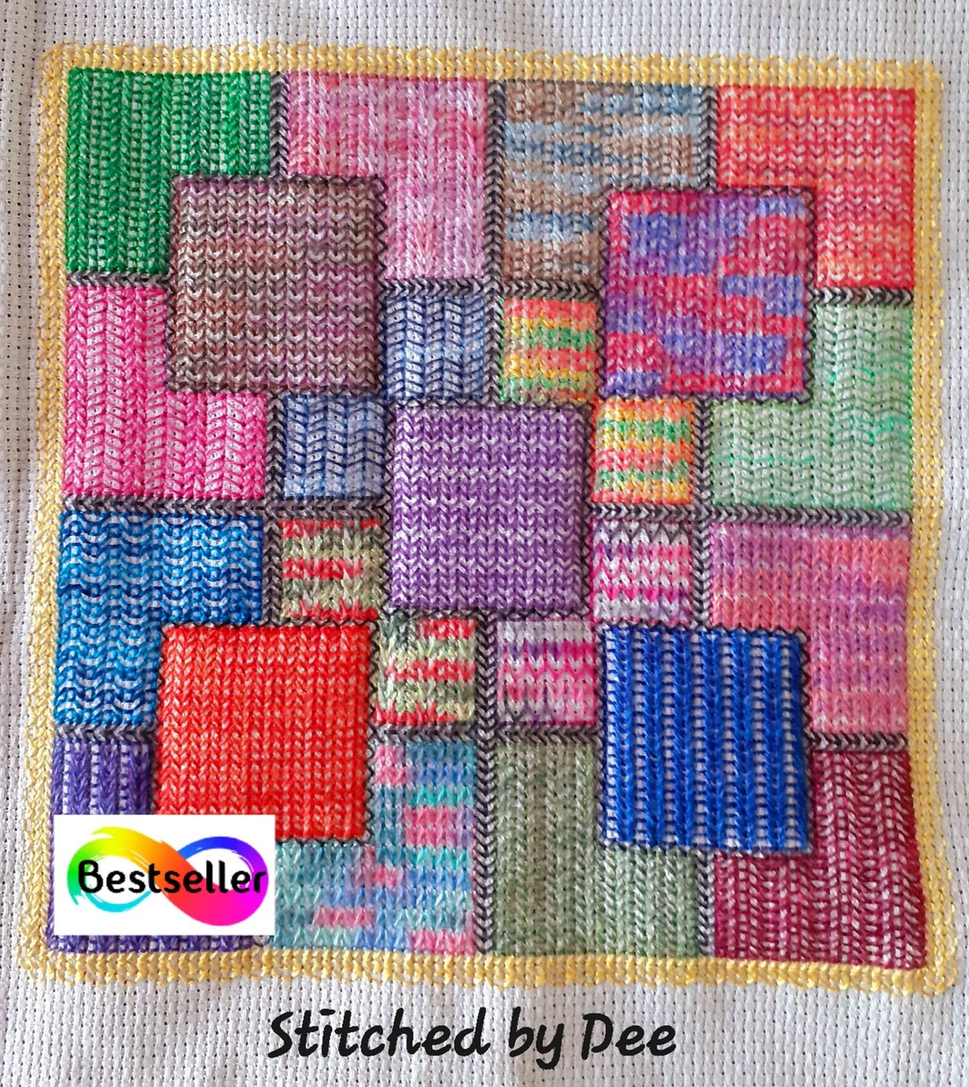 Knitted Patchwork Quilt Blackwork Chart Etsy