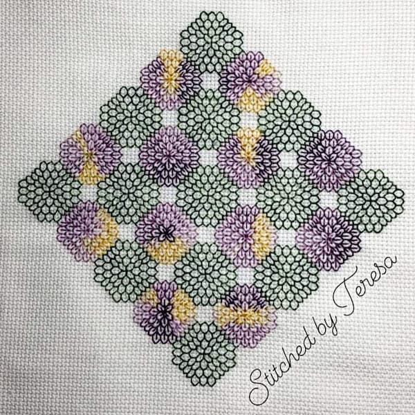 Chrysanthemum Spitze Diamant Blackwork Chart