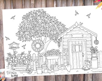 Garden Coloring Page Etsy garden coloring page etsy