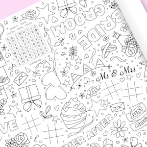 FOLDED Personalised 1.8m Wedding Colouring Sheet: 6ft Table Runner