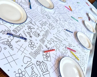 1.8m EXTRA LARGE table length colouring sheet, birthday activity and colouring sheet. 6ft Children's party table cloth runner. Personalised