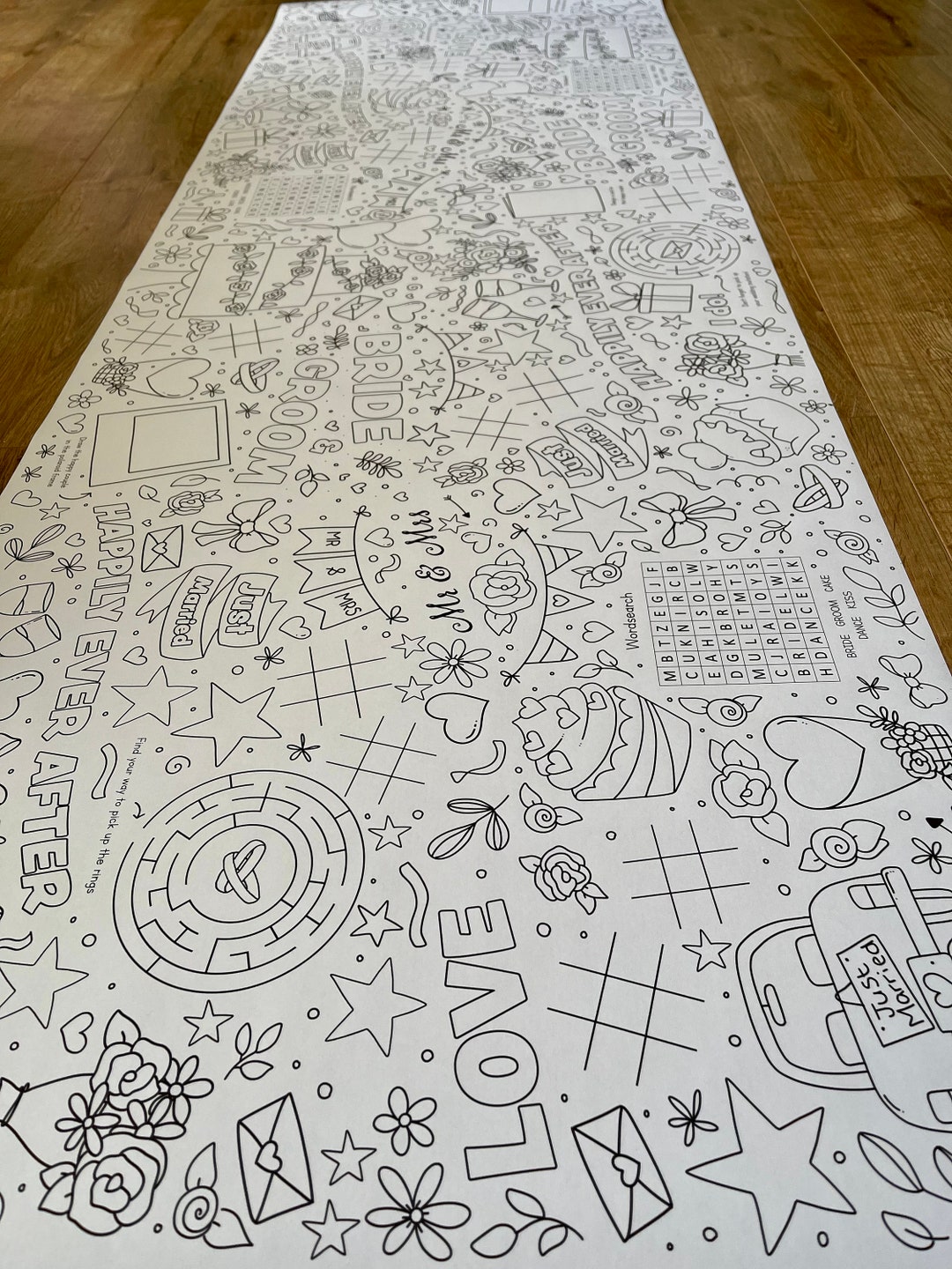 1.8m Wedding EXTRA LARGE Table Length Colouring Sheet, Wedding Activity ...