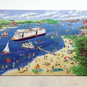 Leinwanddruck, Wimmelmotiv Kieler Förde in 30x40cm oder 50x70cm