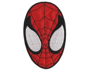 2.5X4 "Spider-man Cabeza bordado HIERRO EN PATCH / Coser en applique super héroe spider web diy en el traje