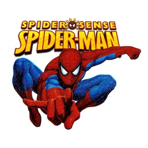 7X6" Spider-man large glitter IRON On TRANSFER Decor Heat Vinyl spider sense costume cape superhero comic hero