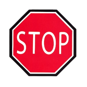 May include: A red octagonal stop sign with white lettering that reads "STOP".
